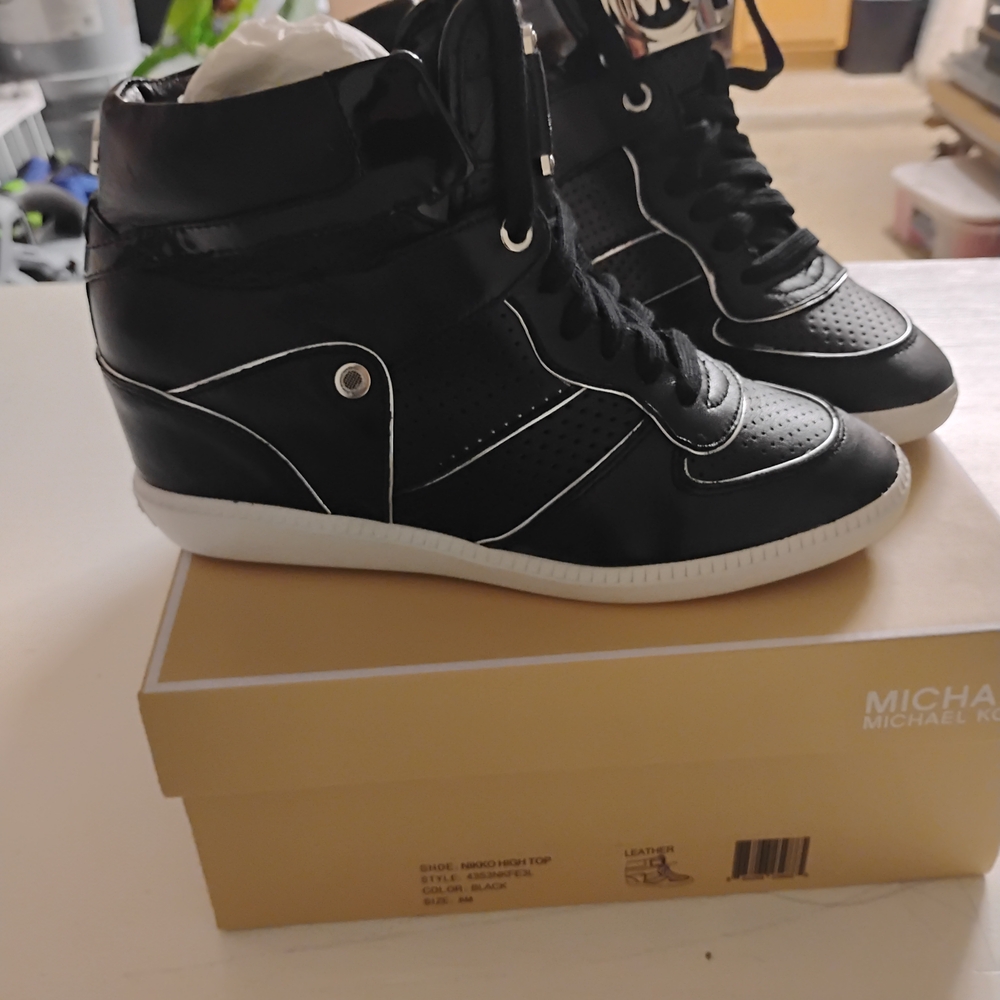 Michael Kors Black Wedge Sneakers